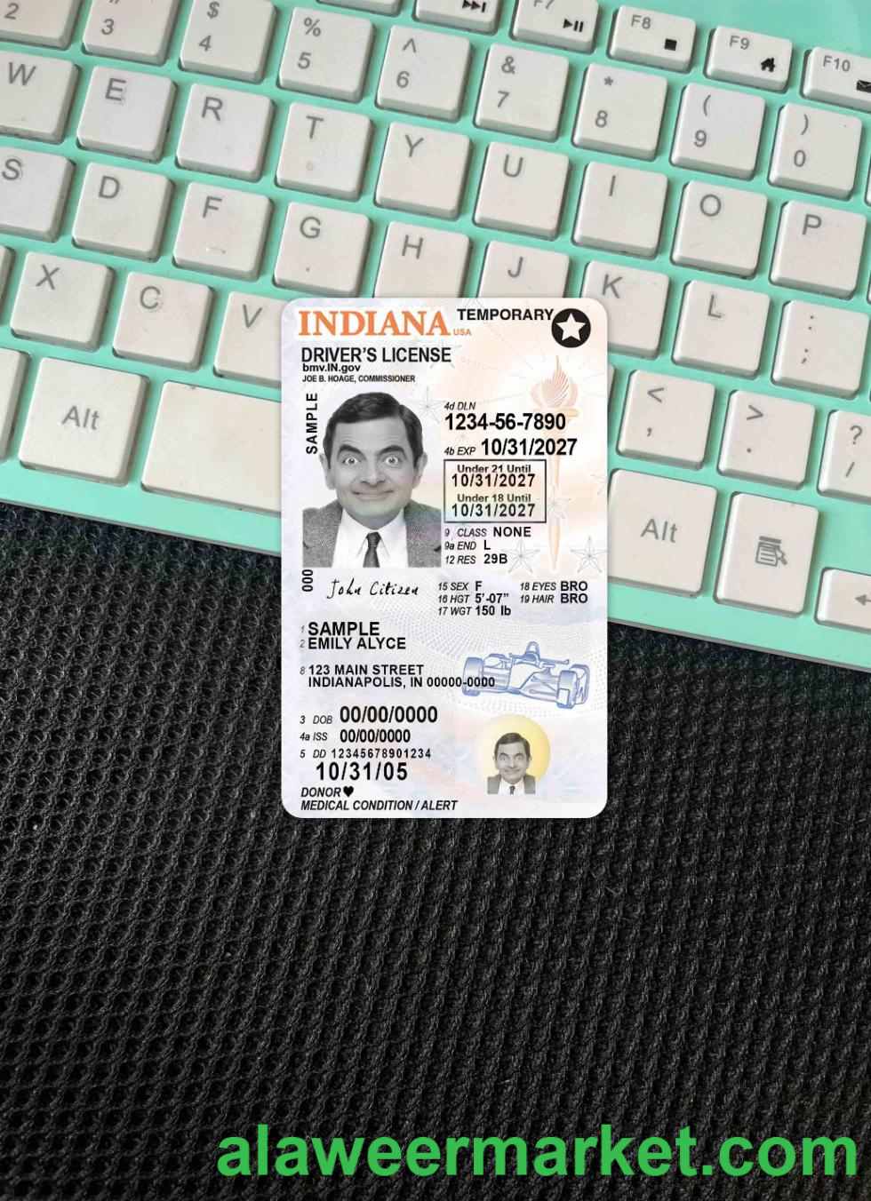 USA Indiana driving license under 21 photolook FRONT